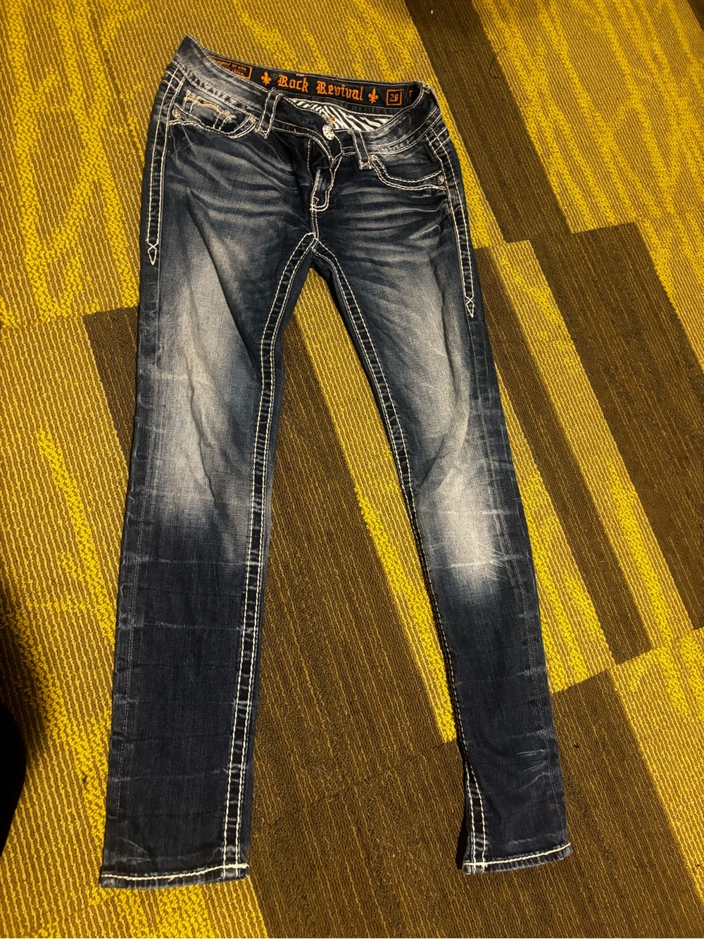 Rock Revival Women's Faded Dark Indigo Skinny Jeans